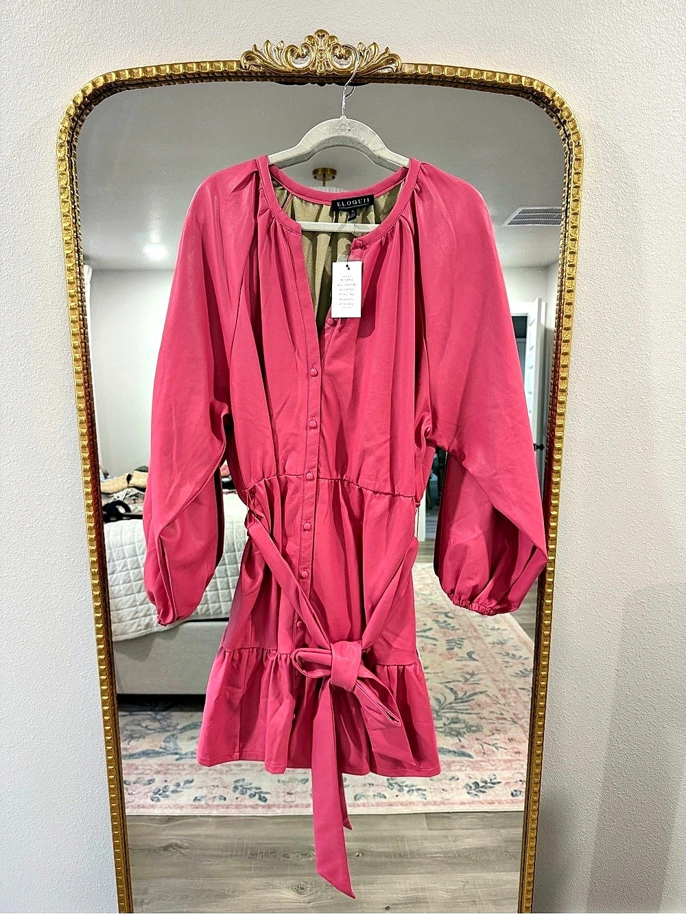 ELOQUII Pink Faux Leather Dress NWT